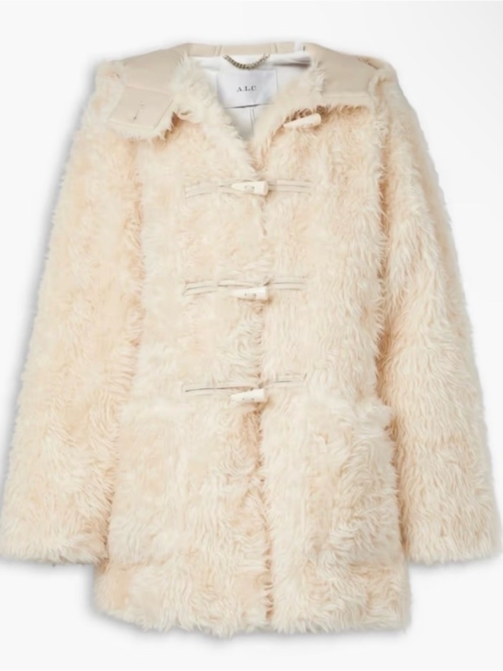A.L.C. Cream Faux Shearling Teddy Toggle Jacket